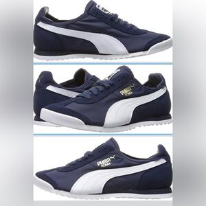 PUMA ROMA Suede in the 'Peacoat Blue' (navy blue) and white colorway Size 15
